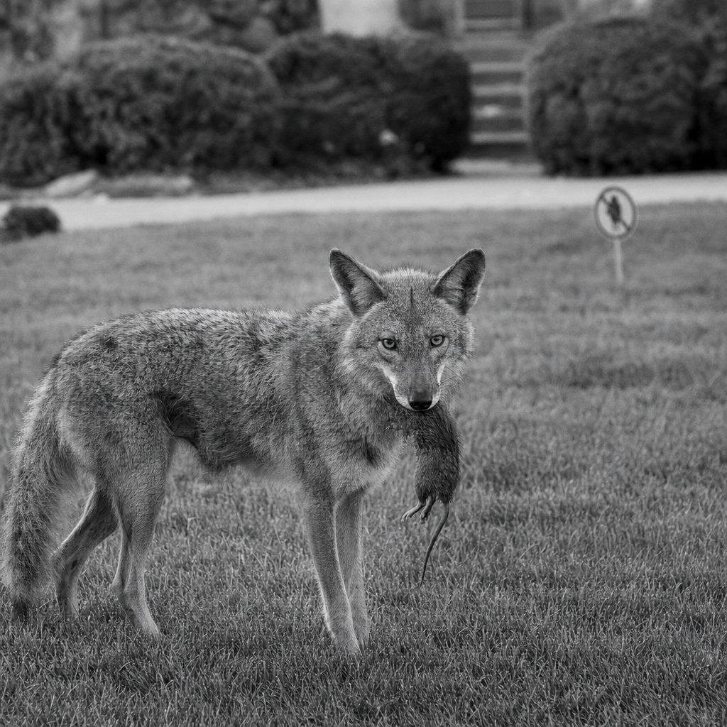 Voles, gophers, rats, mice and other rodents are all targeted by coyotes, a fact that makes parks maintenance workers very happy. However, it can also leave coyotes (as well as cats, hawks, owls and other predators) vulnerable to being slowly poisoned by rodenticides